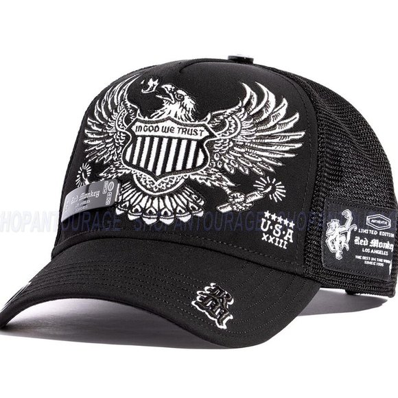 Red Monkey Americana Black RM1465 New Limited Edition Unisex Trucker Hat Cap - Picture 2 of 7